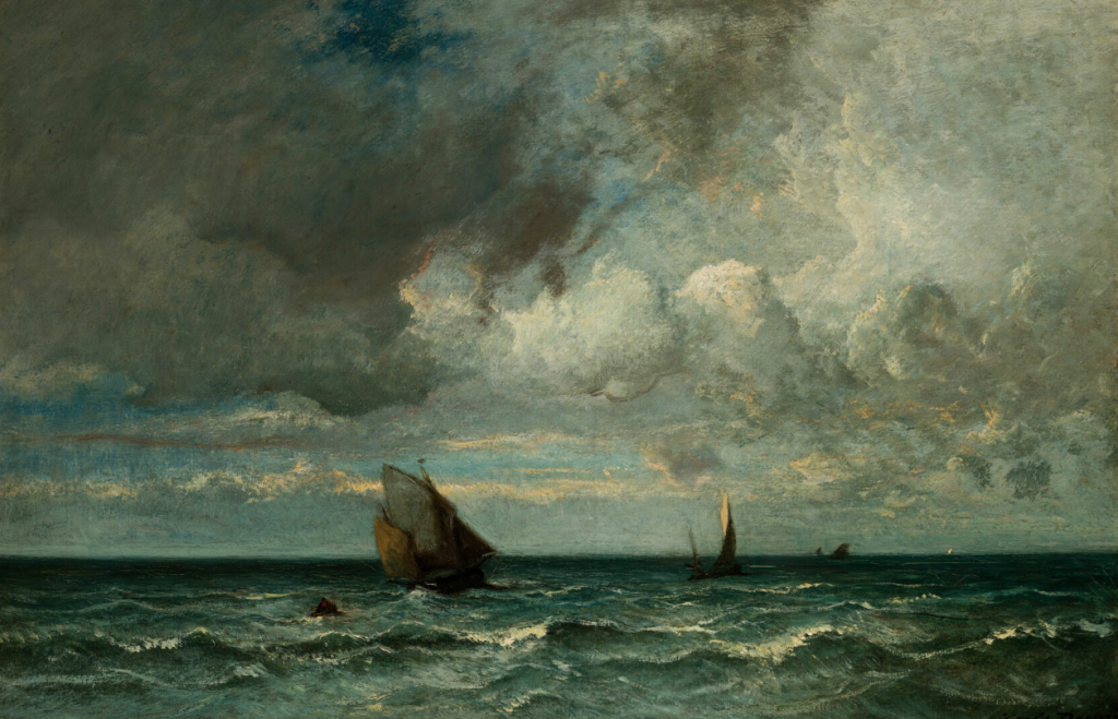 Jules Dupré, Barks Fleeing Before the Storm, 1865–1875, https://www.artic.edu/artworks/889/barks-fleeing-before-the-storm